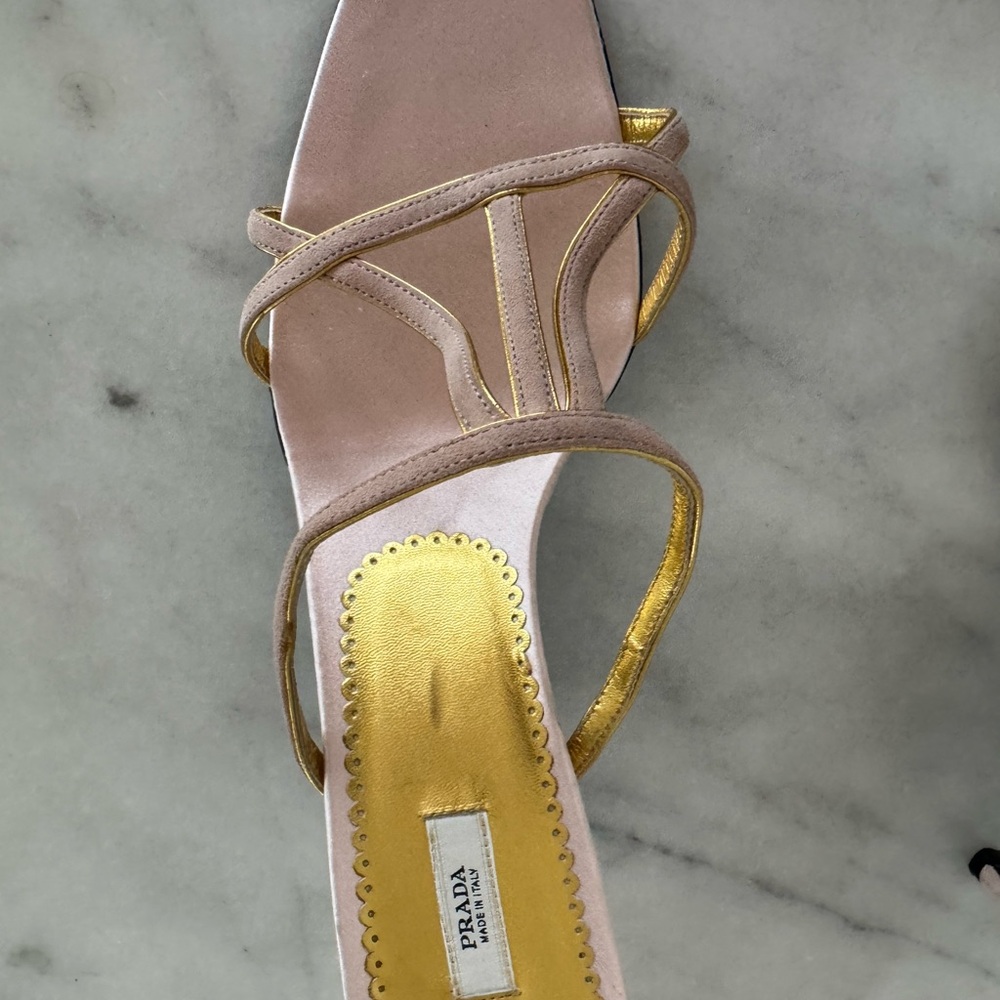 Prada Elegant Gold and Pink Heels